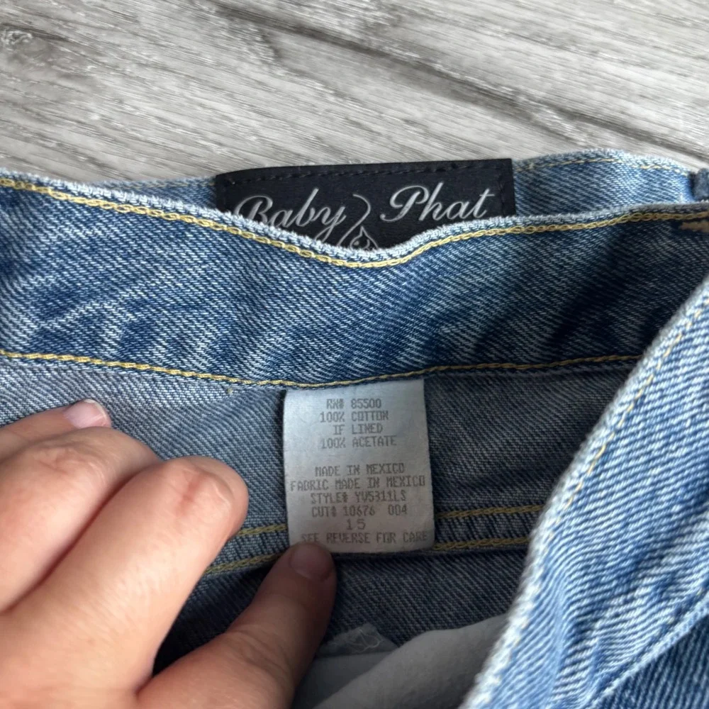 Baby Phat Jeans Womens‎ Size 15 Blue Denim Wideleg Classic Fit Y2K vintage - Picture 3 of 11